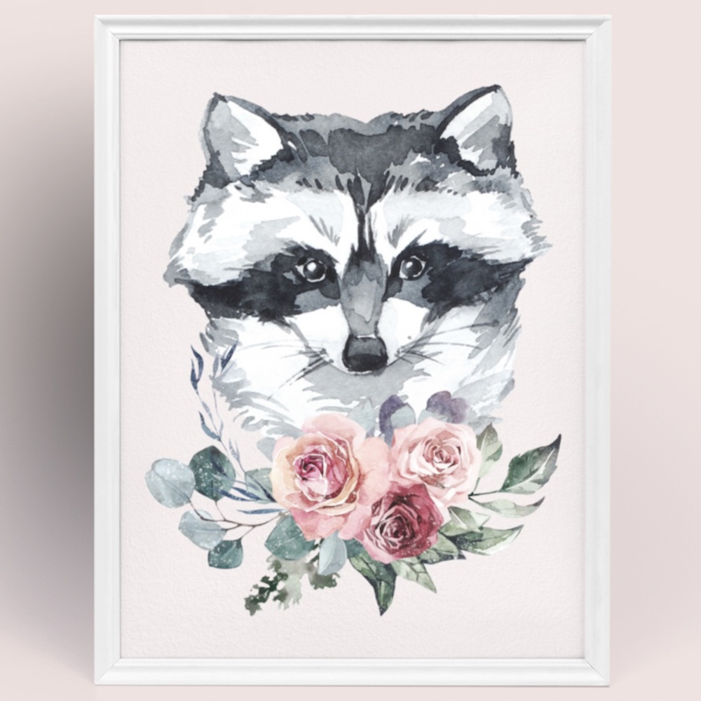 Raccoon Wall Art Watercolor Illustration Print Poster Unframed - Picture 7 of 10